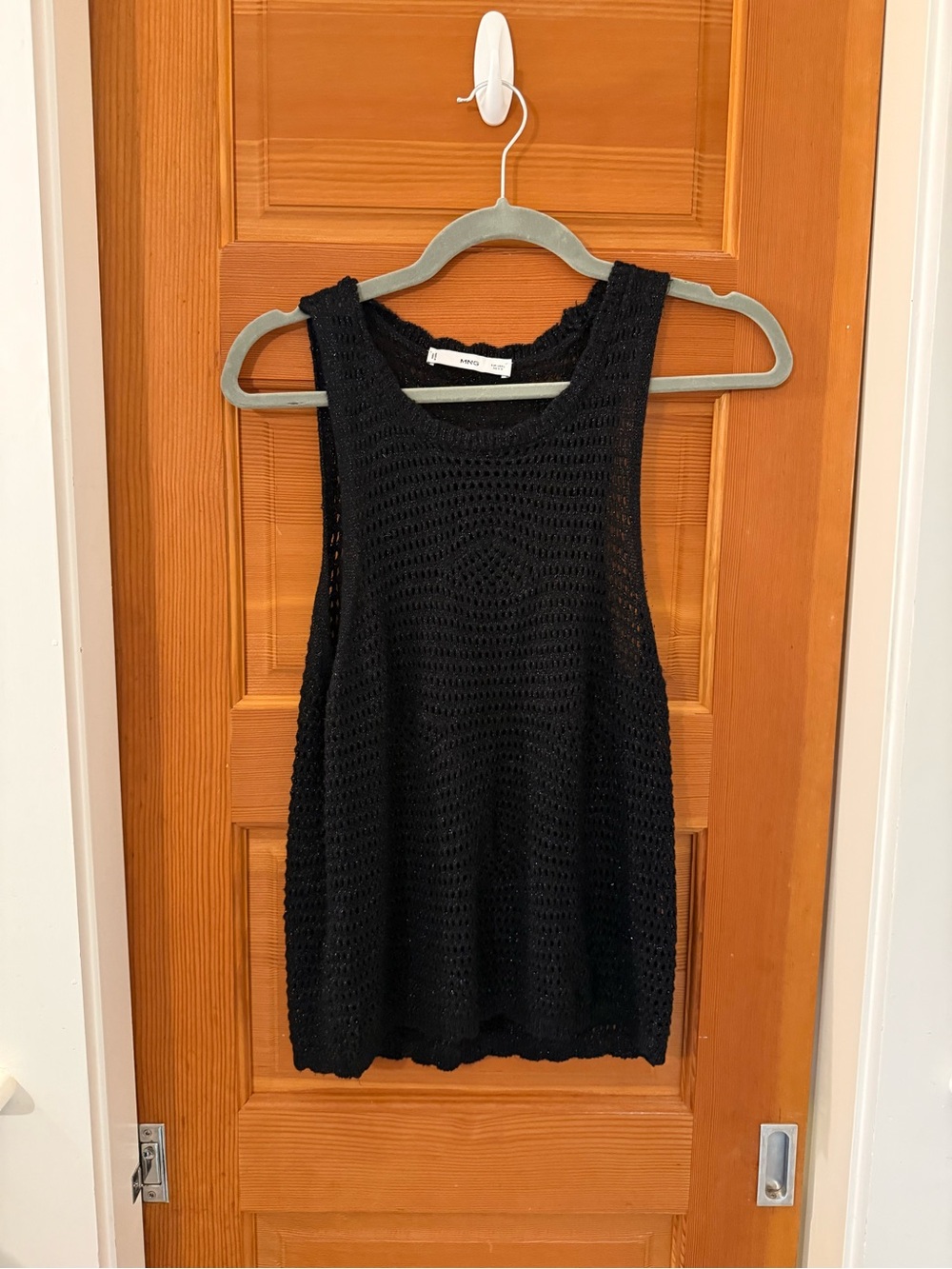 Mango Shiny Black Knit Sleeveless Tank Top - Women